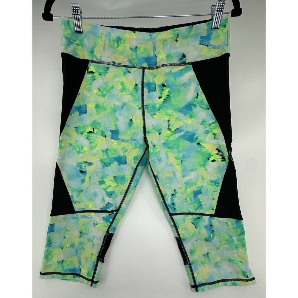 Calvin Klein Performance Size Large Women's Crop Leggings Green Tie Dye Logo